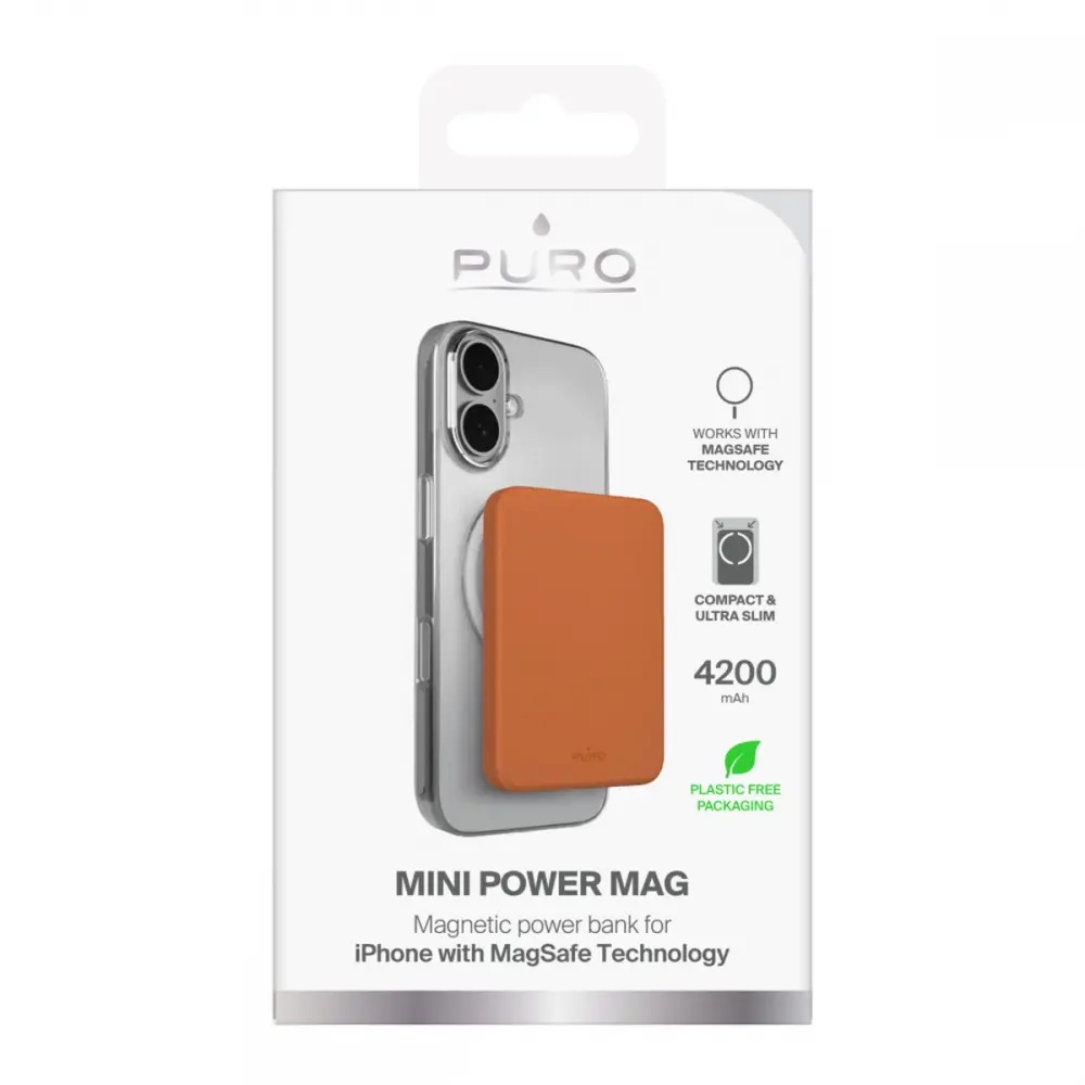 Power Bank Prenosiva Baterija PURO Magsafe 4200mah Narandzasta