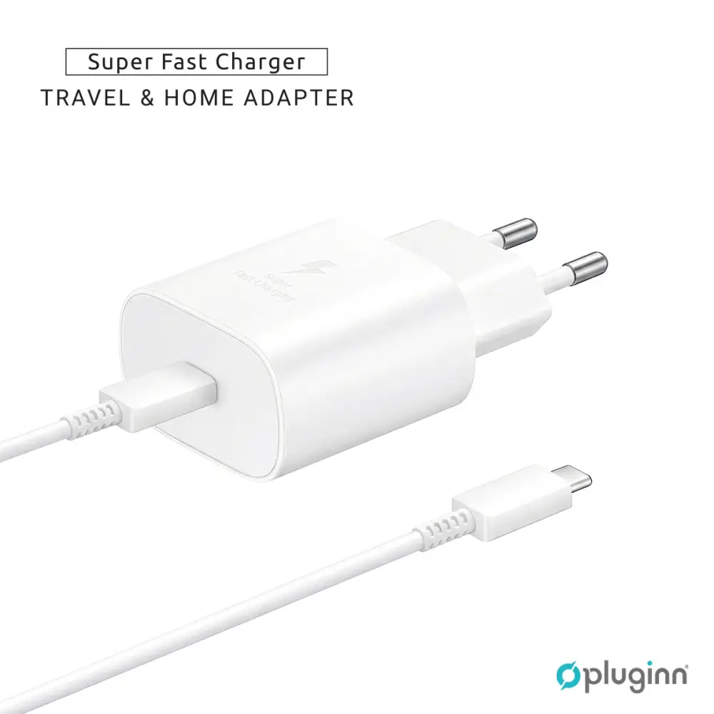 Kucni Punjac Pluginn AJ-25 Kp-614c PD Fast 25W za Samsung sa PD Type C Kablom CE Beli