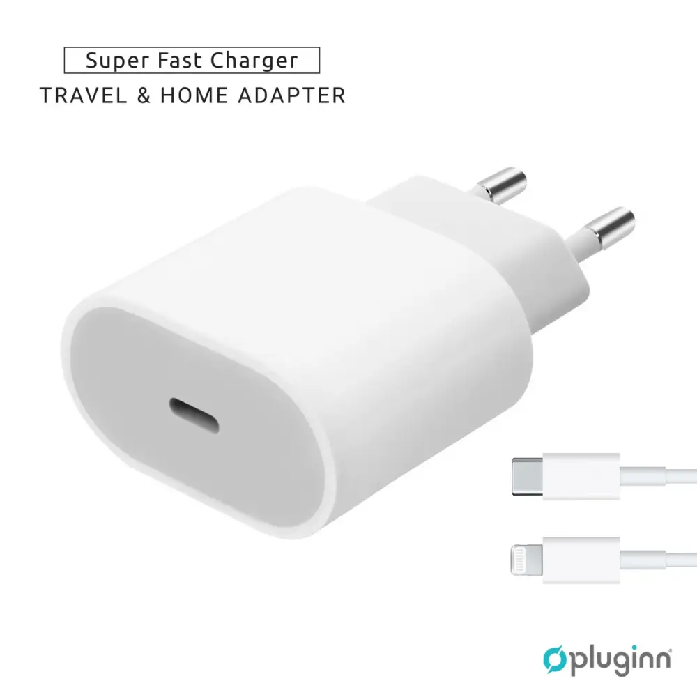 Kucni Punjac Pluginn AJ-20 A2347 Emc3621 PD Fast 20W za Iphone 11-14 sa PD Lightning Kablom CE Beli