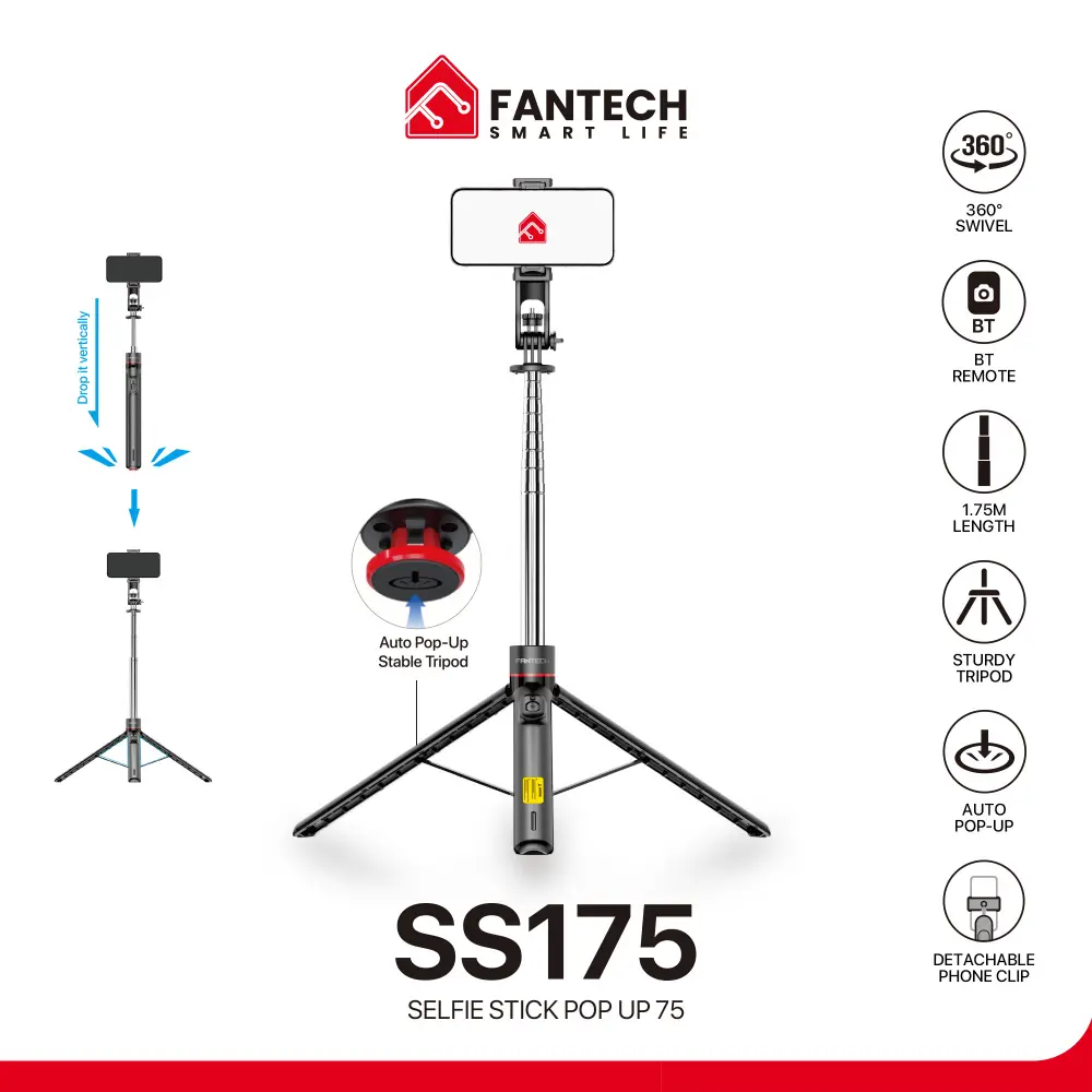 Selfie Stick Fantech SS175 Selfi Stap Crni
