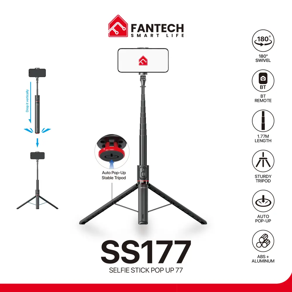 Selfie Stick Fantech SS177 Selfi Stap Crni