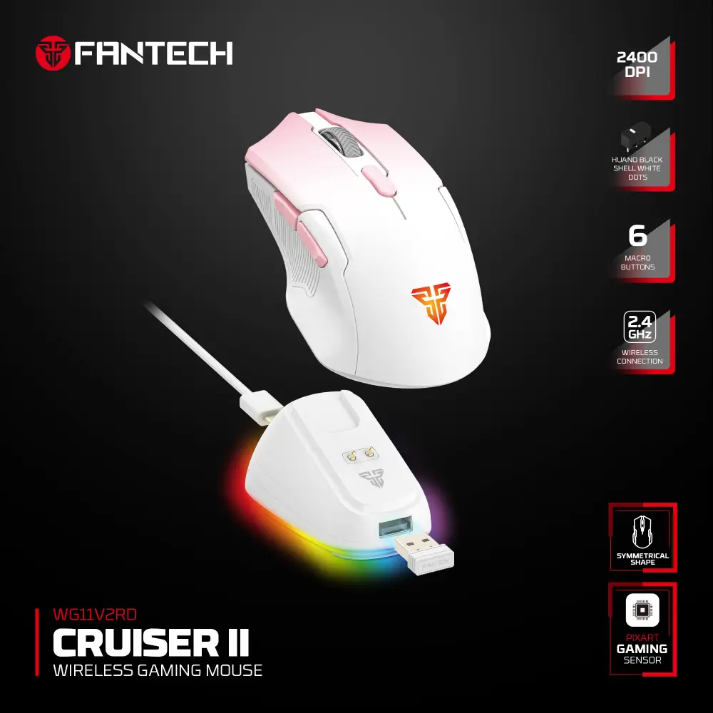 Mis Wireless Fantech Wg11v2rd Cruiser II Pink