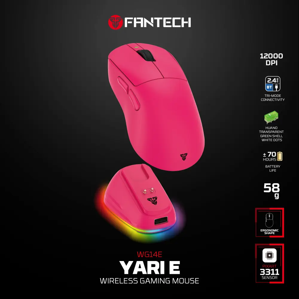 Mis Wireless Gaming Fantech WG14E Yari E Pink