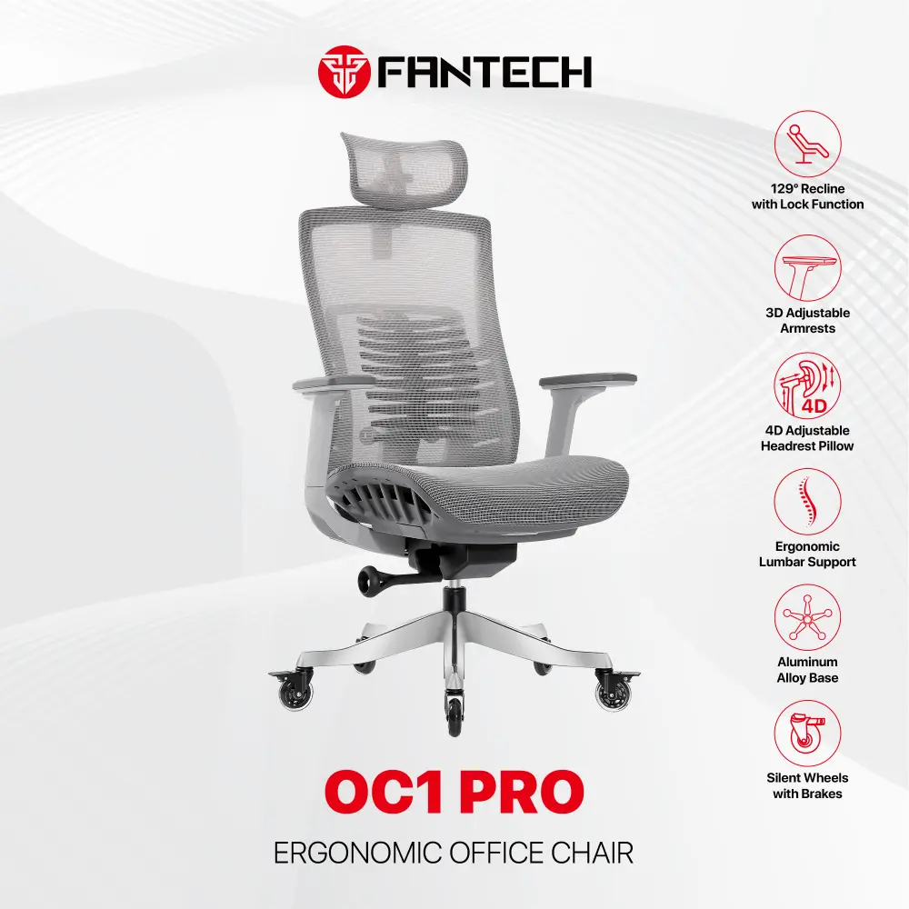 Stolica Office Fantech OC1 PRO Ergonomska Siva