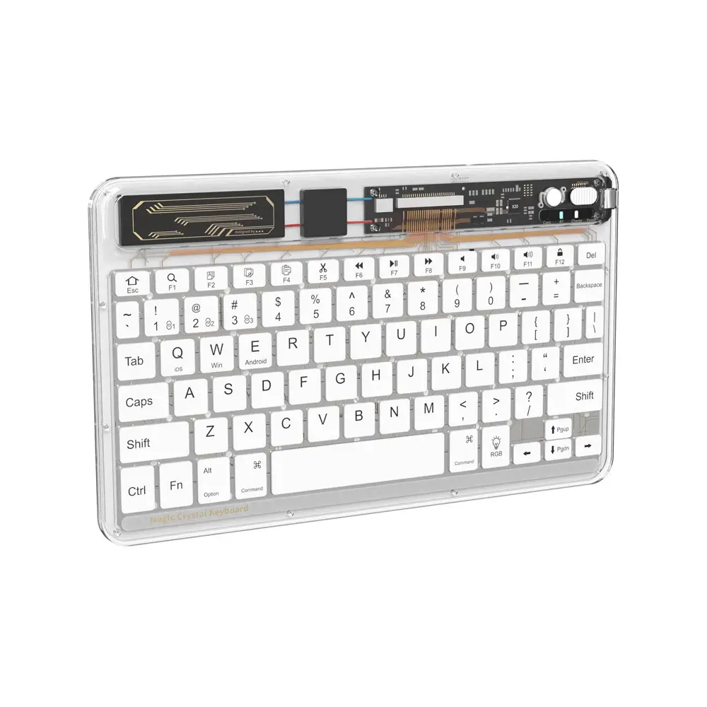 Tastatura Coteci Crystal 84008 Wireless Transparent Bela