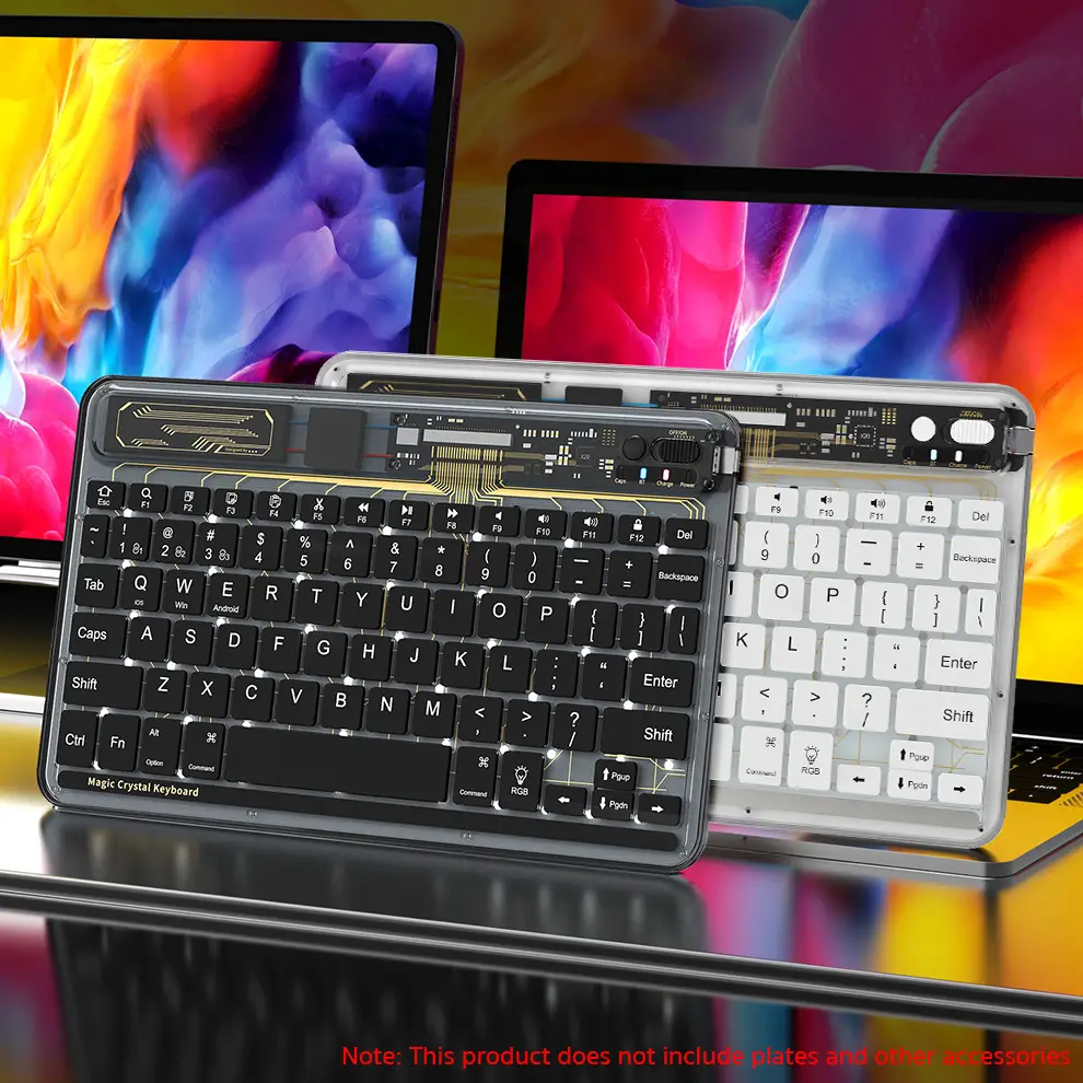 Tastatura Coteci Crystal 84008 Wireless Transparent Bela
