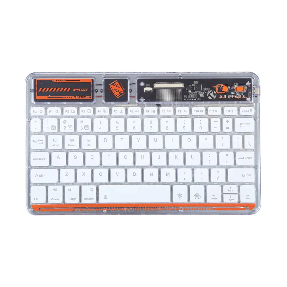 Tastatura Coteci Punk 84012 Wireless Transparent Bela