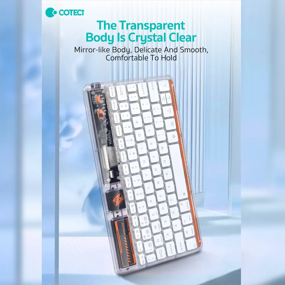 Tastatura Coteci Punk 84012 Wireless Transparent Plava