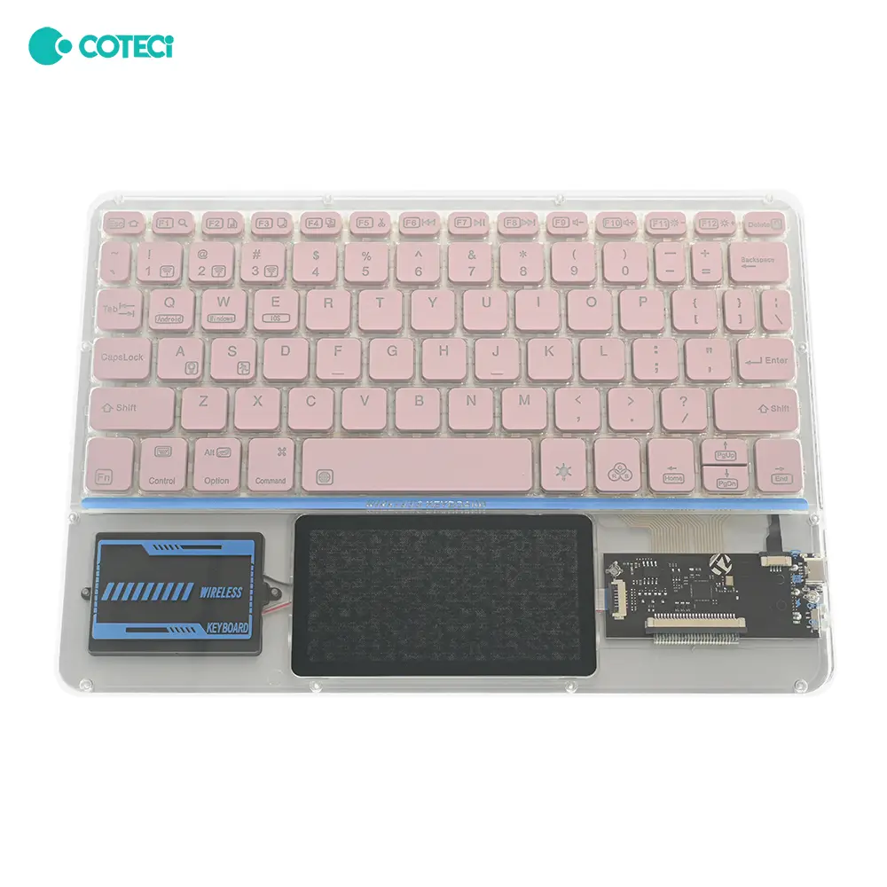 Tastatura Coteci Punk 84013 Wireless Touchpad Transparent Pink
