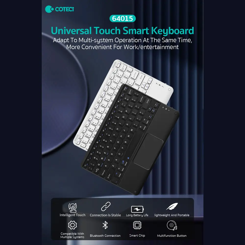 Tastatura Coteci Universal 64015 Wireless Touchpad Bela