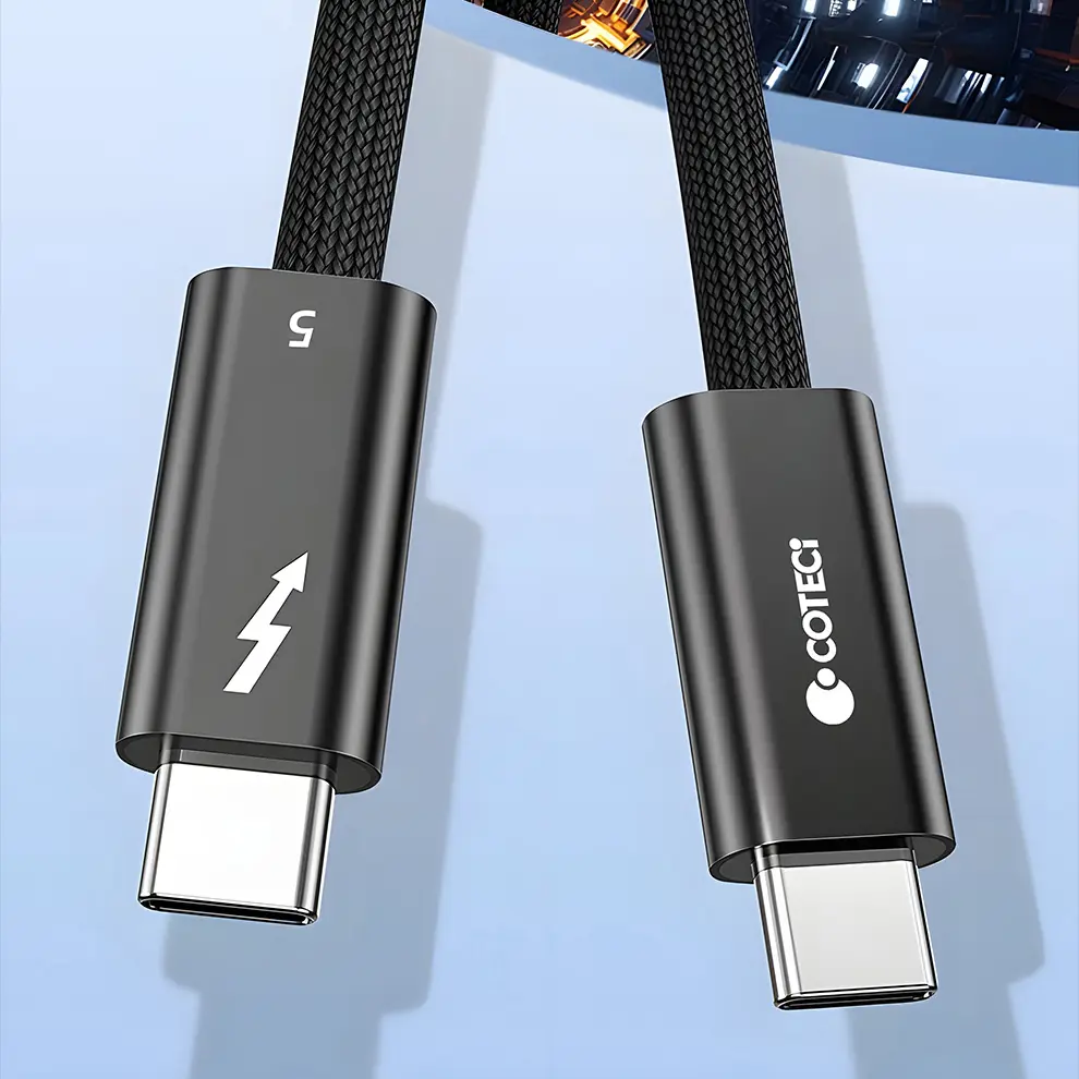 Data Kabl Coteci Thunderbolt Of-066 120gbps 240W 4K PD Type C na Type C Crni 0.3m