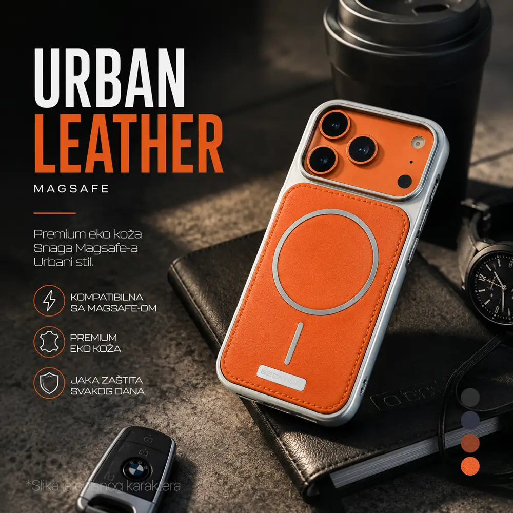 Torbica Magsafe Urban Leather za Iphone 17 Pro Max 6.9 Crna
