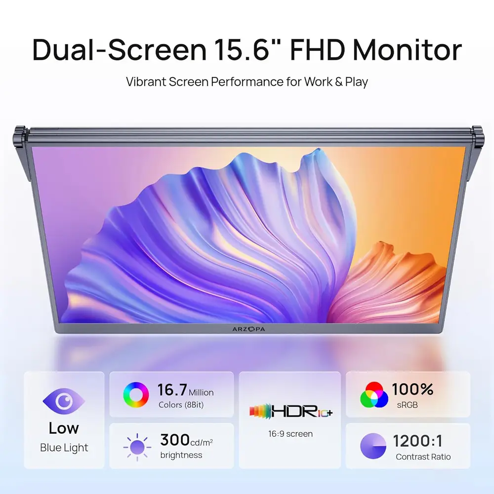 Eksterni Prenosni Monitor Arzopa E1 (dual Screen) 2x15,6 Inch Grey FHD Srgb100