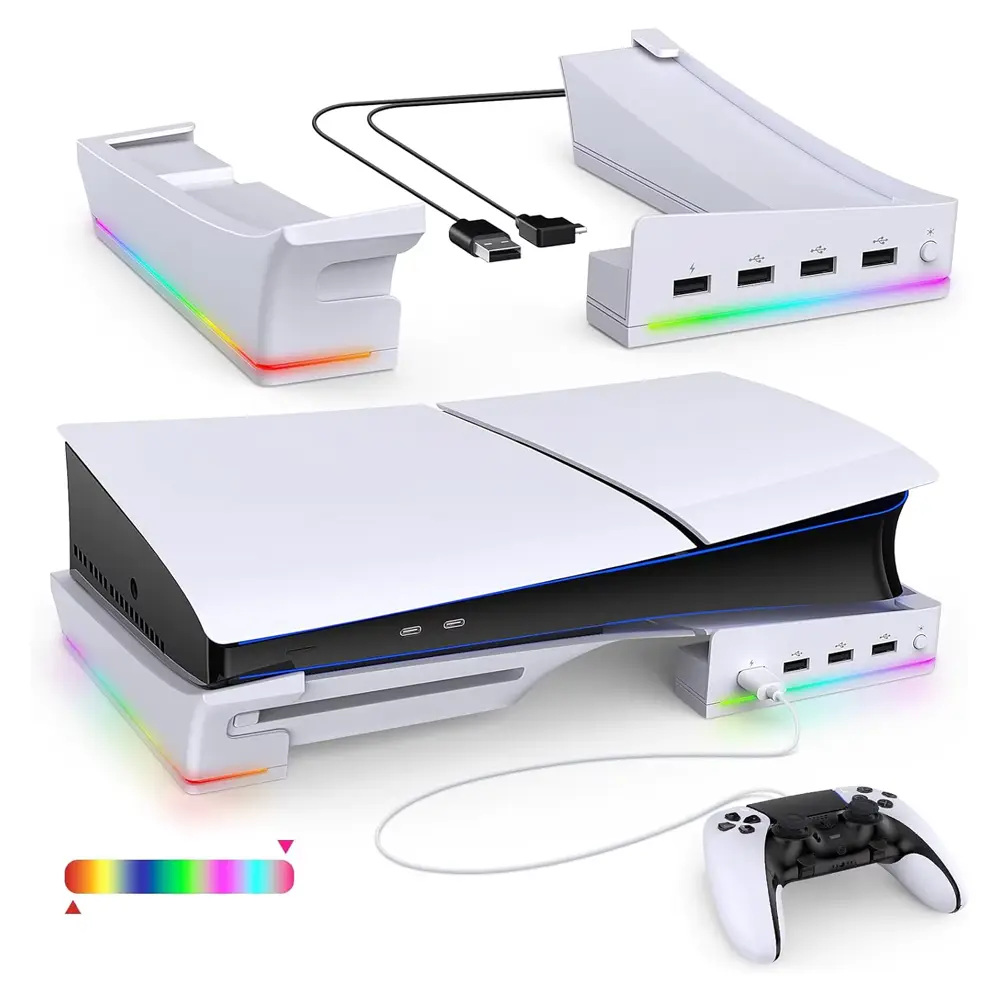 Ipega Pg-p5s021 Horizontalni Multifunkcionalni Stalak za PS5 Slim/pro RGB Beli