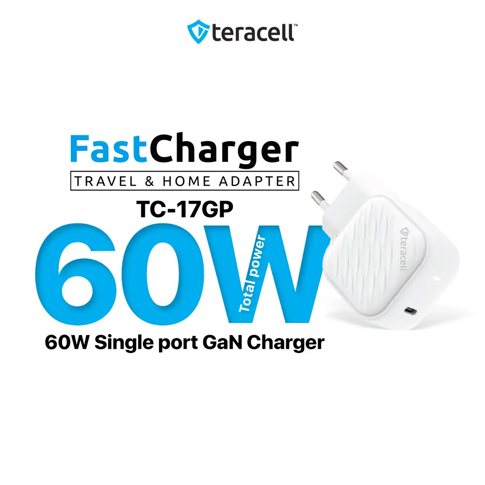 Kucni Punjac Teracell Evolution Tc-17gp, Gan, Pps, PD 3.0, 60W sa PD Type C Kablom Beli CE