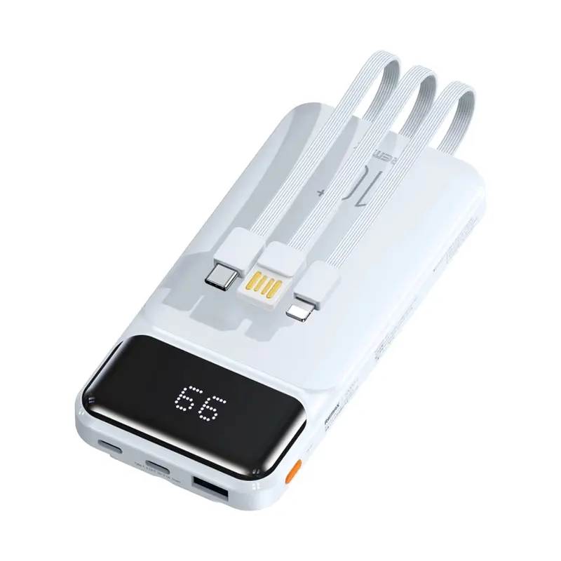 Power Bank Prenosiva Baterija Remax Reyluck Series Rpp-683 2.1a sa Integrisanim Kablovima 10000mah Bela