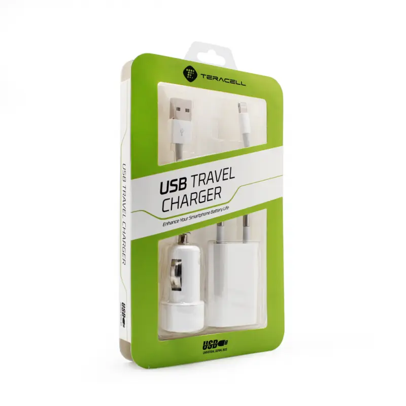Kucni Punjac Teracell za Iphone Lightning 3U1 5V 1A Beli